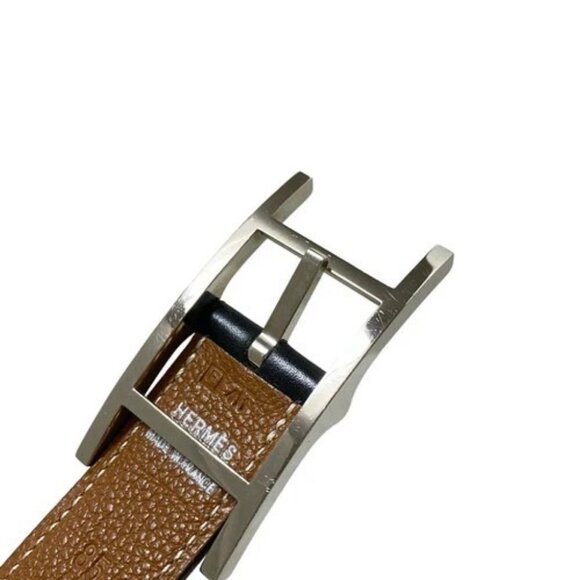 HERMES Hapi - Black Gold Box Calf Togo Hardware Square F Belt